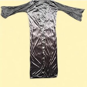 ✨ metallic bodycon dress with lace sleeves Size XL✨